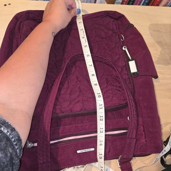 Travelon Exclusive Edition RFID quilted tote/shoulder bag burgundy - Picture 9 of 9